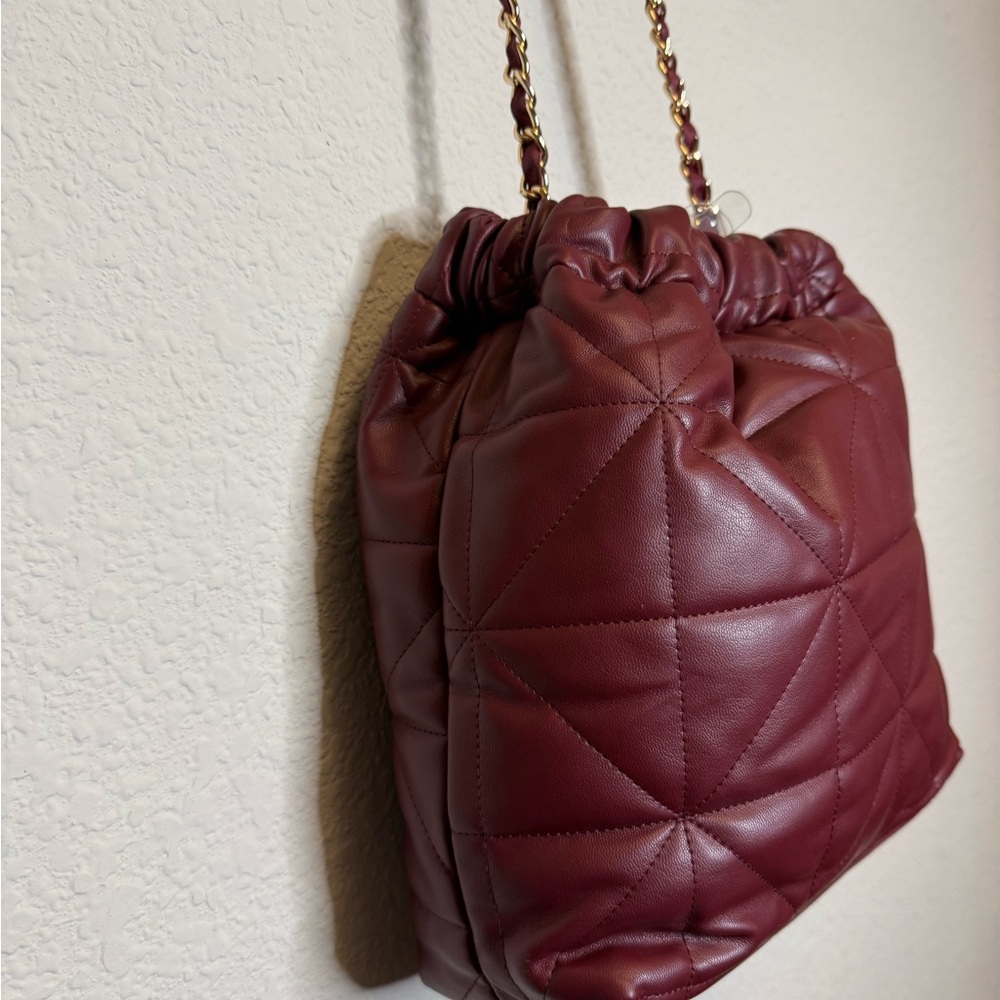 a new day Burgundy Quilted Shoulder Bag